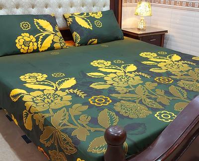 3 Pcs Cotton Printed Double Bedsheet