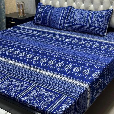 3 Pcs Crystal Cotton Printed Double Bedsheet
