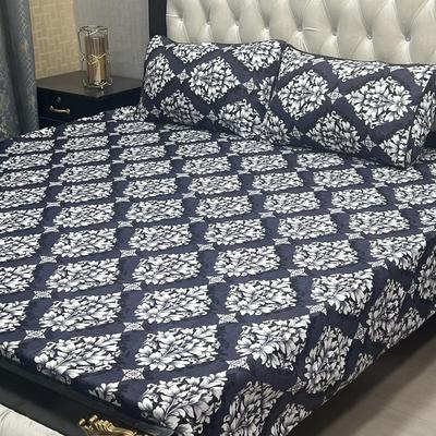 3 Pcs Crystal Cotton Printed Double Bedsheet