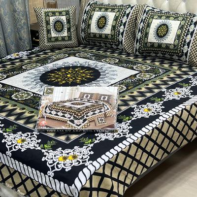 Vibrant 4 Pcs Double Bedsheet Set in Crystal Cotton - Printed Design