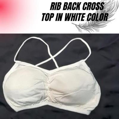 Cotton Plain Back Cross Top Padded Bra, White