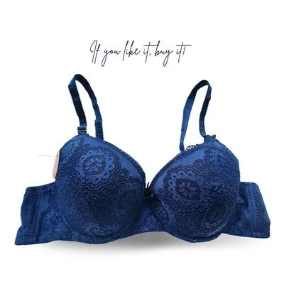 Nylon Lace Work Pushup Padded Bra
