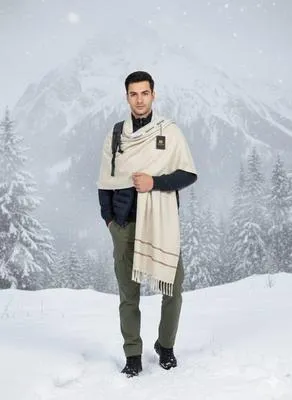 1 Pc Men's Wool Plain Shawl