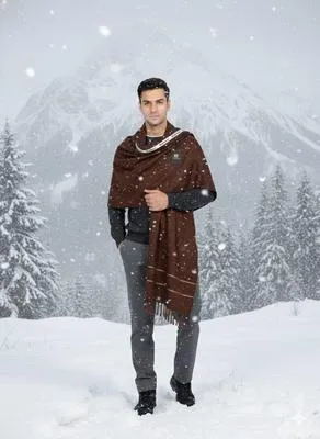 1 Pc Men's Wool Plain Shawl