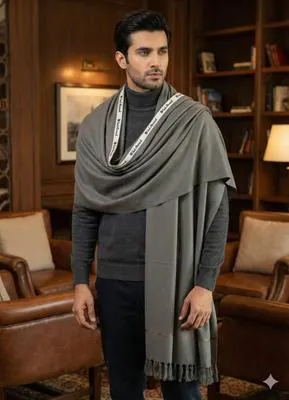 1 Pc Men's Wool Plain Shawl