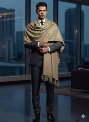 1 Pc Men's Wool Plain Shawl