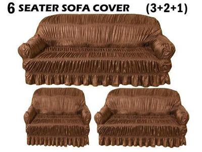 3 Pcs Jersey Self Textured Sofa Cover Set, 6 Seater