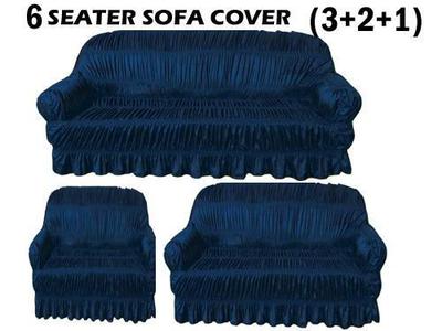 3 Pcs Jersey Self Textured Sofa Cover Set, 6 Seater