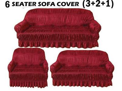 3 Pcs Jersey Self Textured Sofa Cover Set, 6 Seater
