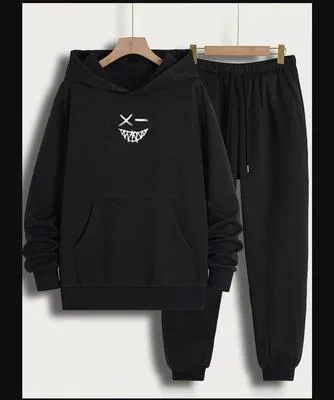 2 Pcs Men's Fleece Printed Track Suit