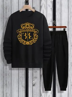 2 Pcs Men's Fleece Printed Track Suit