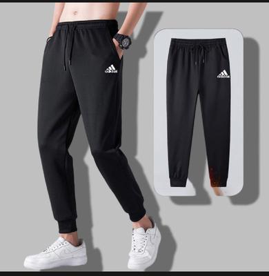 Men's Plain Black Polyester Jogger Pants - 1 Pc