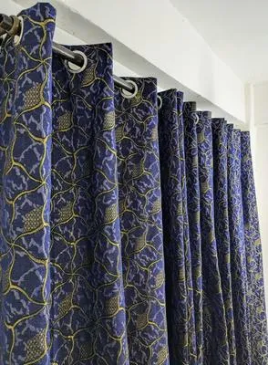 Elegant Blue Jacquard Indoor Home Curtains - 1 Pc