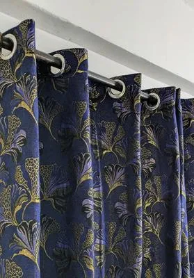 Elegant Blue Jacquard Indoor Home Curtains - 1 Pc