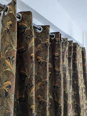Stylish Golden Jacquard Printed Curtain - 1 Pc Elegance for Your Home