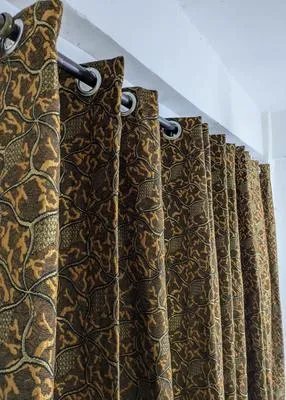Stylish Golden Jacquard Printed Curtain - 1 Pc Elegance for Your Home