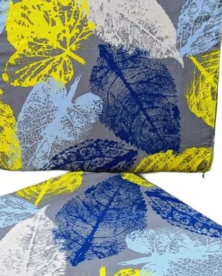 Set of 10 Printed Cotton Cushion Covers Blue Yellow Grey thumbnail 2