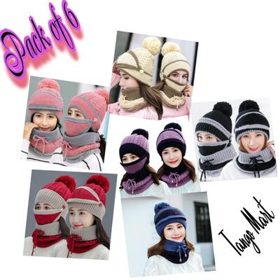 3 Pcs Wool Plain Beanie And Neck Warmer 6