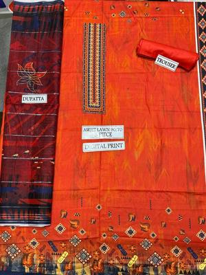 3 Pcs Women's Unstitched Lawn Digital Print Suit