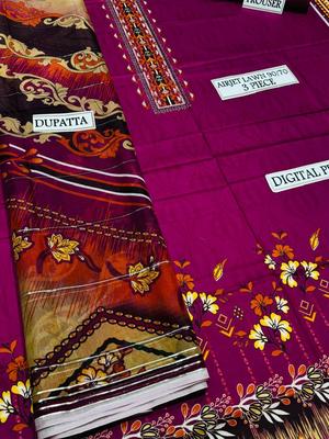 3 Pcs Women's Unstitched Lawn Digital Print Suit