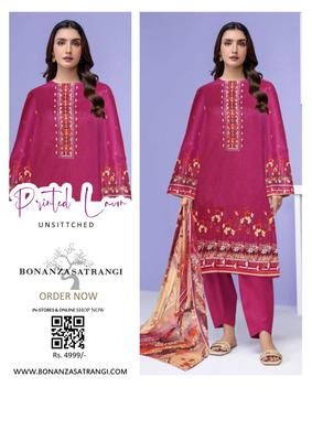 3 Pcs Women's Unstitched Lawn Digital Print Suit