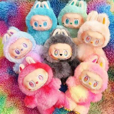 Multicolor Labubu Doll Plush Toy & Keychain Set - 2 Pcs