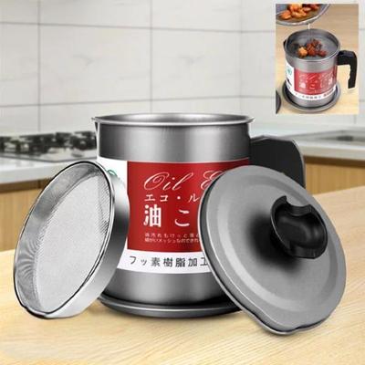 Durable Stainless Steel Oil Filter Pot - 1 Pc for Effortless Cooking