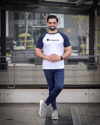 Men's Micro Fabric Plain Track Suit - 2 Pcs in Blue, Round Neck