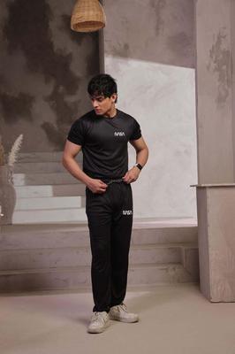 Men's Micro Plain Track Suit - 2 Pcs (Shirt & Trouser) in Blue