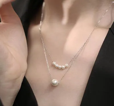 2 Layered  Pearl Necklace And earring set