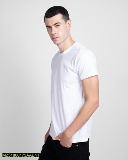 1 Pc Men's Stitched Round Neck T-Shirt, White
