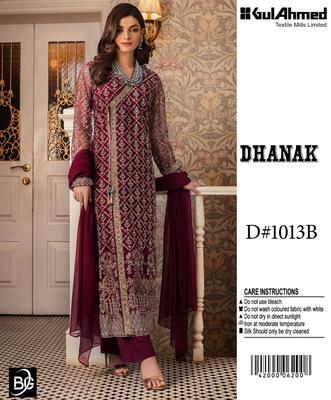 2 Pcs Women's Unstitched Dhanak Embroidered Suit