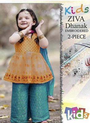 2 Pcs Girl's Dhanak Embroidered Unstitched Suit