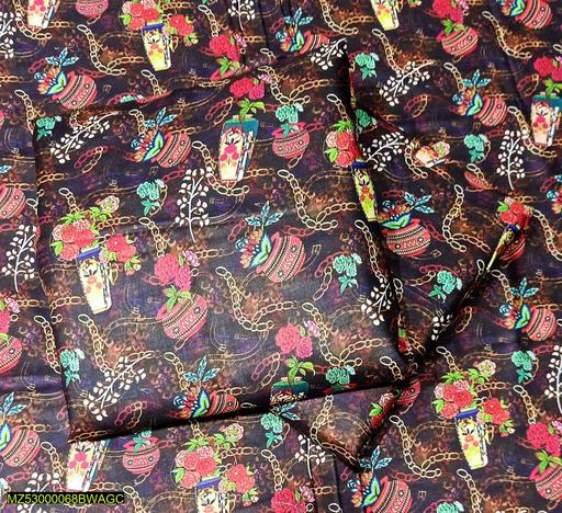 2 Pcs Women's Unstitched Linen Printed Suit