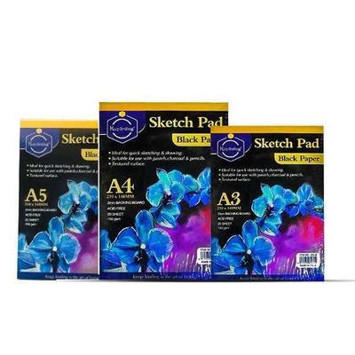 Black Paper Sketch Pad 20 Sheets, 200G