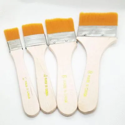 Pack of 4 Different Size Nylon Hair Wide & Thin Gesso Paint Brush Se