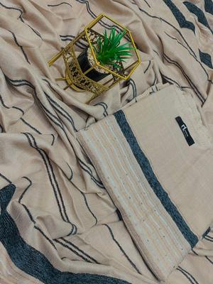 Women's Wool Velvet Embroidered Border Shawl - 1 Pc