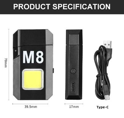 COB LED Flashlight With Lighters Dual Arc Pulse Flameless Lighter Type C Rechargeable Lighter thumbnail 6