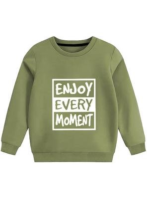 Boy's Fleece Sweatshirt - Enjoy Every Moment ,KM0000139A-Mehndi Green