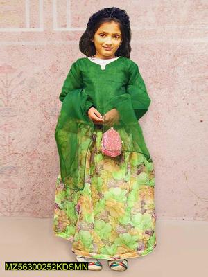 Kids Mania- Green Pleasant Lehenga With Short Shirt