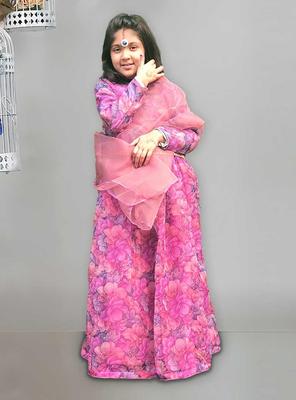 Kids Mania- Pink Lehnga With Short Pink Shirt