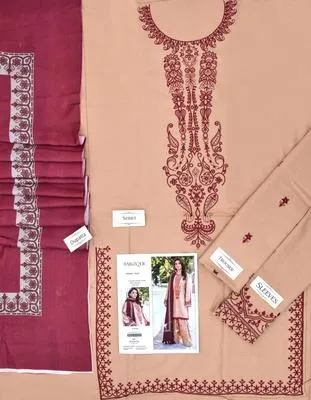 3 Pcs Women's Unstitched Embroidered Suit