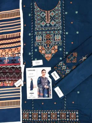 3 Pcs Women's Unstitched Sequins Embroidered Suit