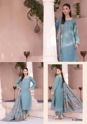 3 Pcs Women's Unstitched Chikankari Embroidered Suit