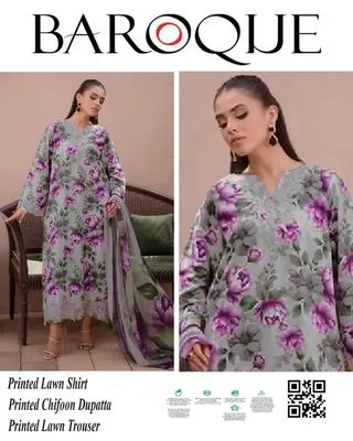 3 Pcs Women's Unstitched Digital Print Suit