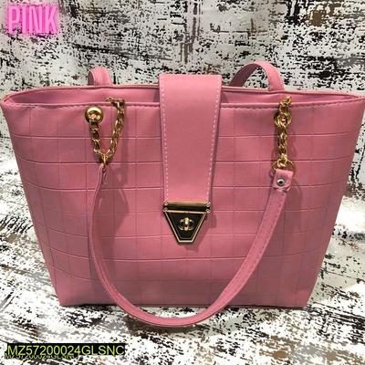 Women's PU Leather Texture Top Handle Shoulder Bag 