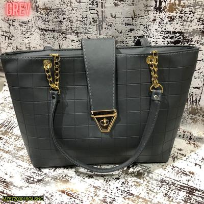 Women's PU Leather Texture Top Handle Shoulder Bag 