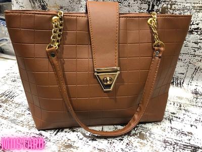 Women's PU Leather Texture Top Handle Shoulder Bag 