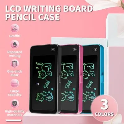 LCD Writing Tablet Pencil Box for Kids – Drawing Board Case with Erase Button & Storage