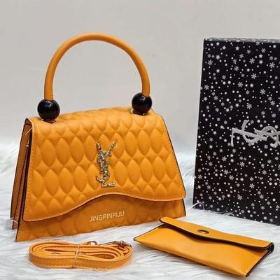 Women's PU Leather Plain Shoulder Bag With Pouch